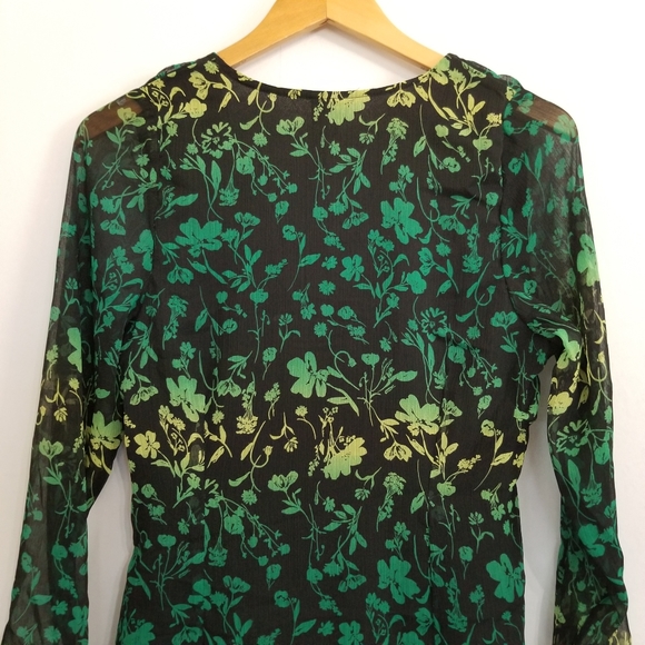 NWT A New Day Green Black Floral Ruched Front Bodycon Mini Dress Size XL - Picture 7 of 10